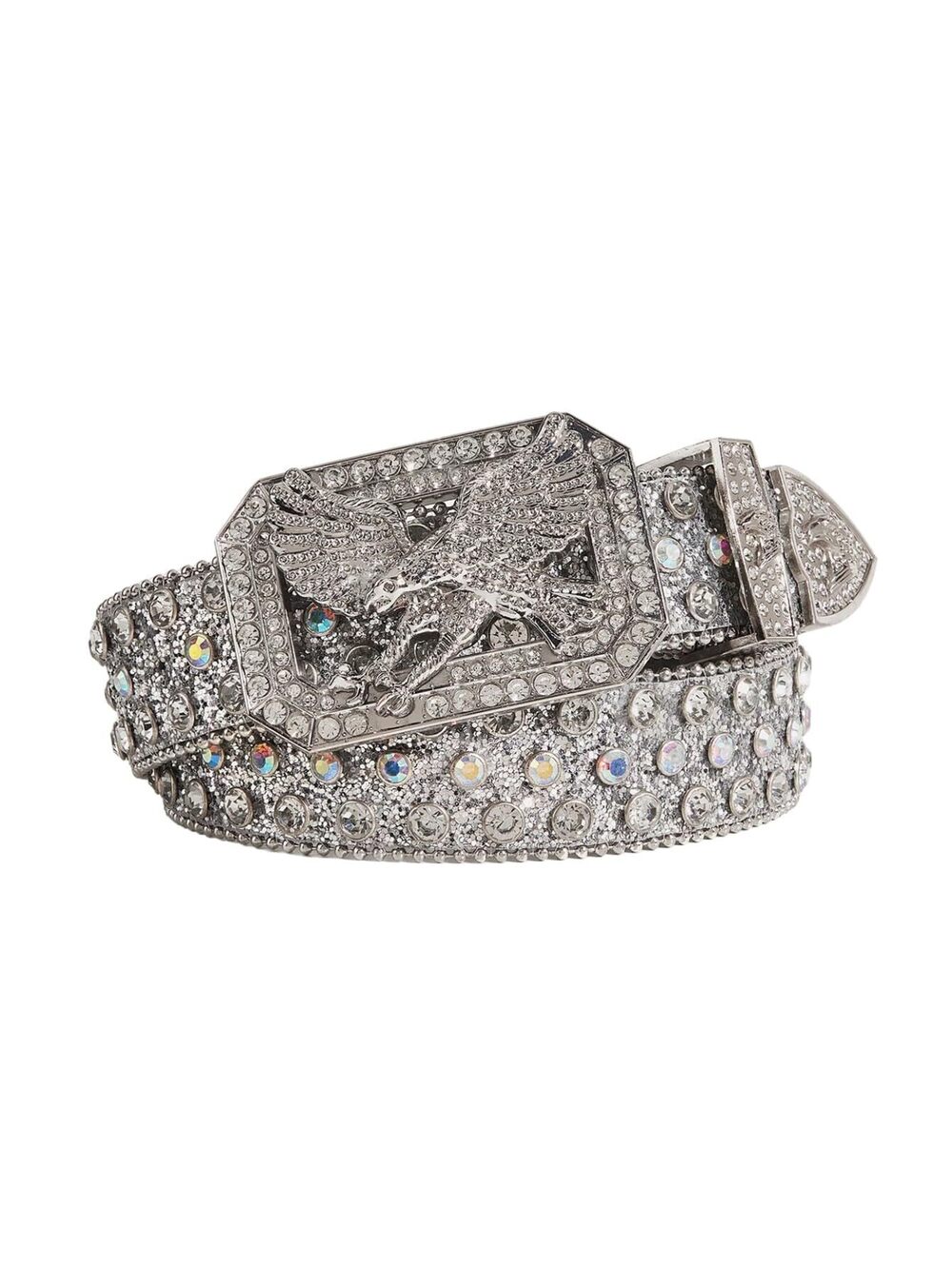 2947 Rhinestone Sparkly Belt Gothic Punk Rock Western Waist Belt Silver